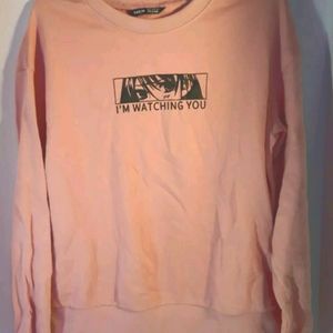 Graphic Semi Crop Sweatshirt Anime Girl Watching